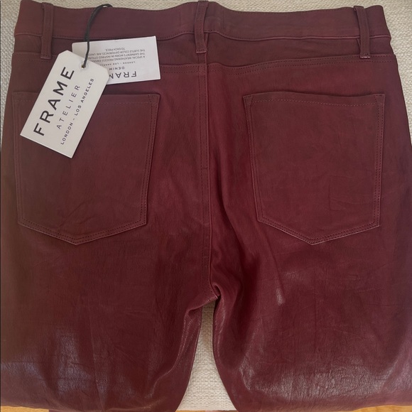 FRAME Atelier real lamb leather pants burgundy size 30 le skinny de Jeanne - Picture 8 of 10